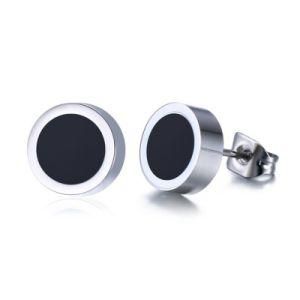 Mens Surgical Stainless Steel Enamel Earring Studs