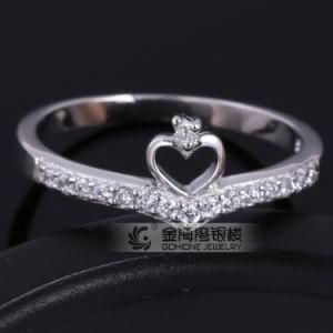 Hot Selling 925 Sterling Silver Korean Style Crown Designed Rings with Diamond Stone