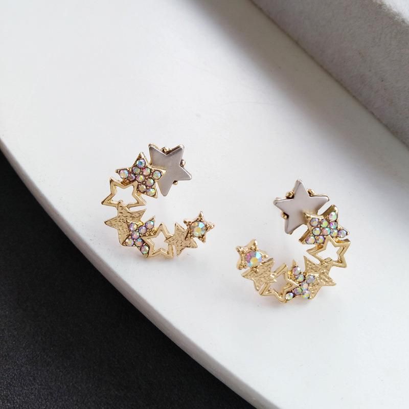 Fashion Trendy Star Half Moon Earrings Jewelry