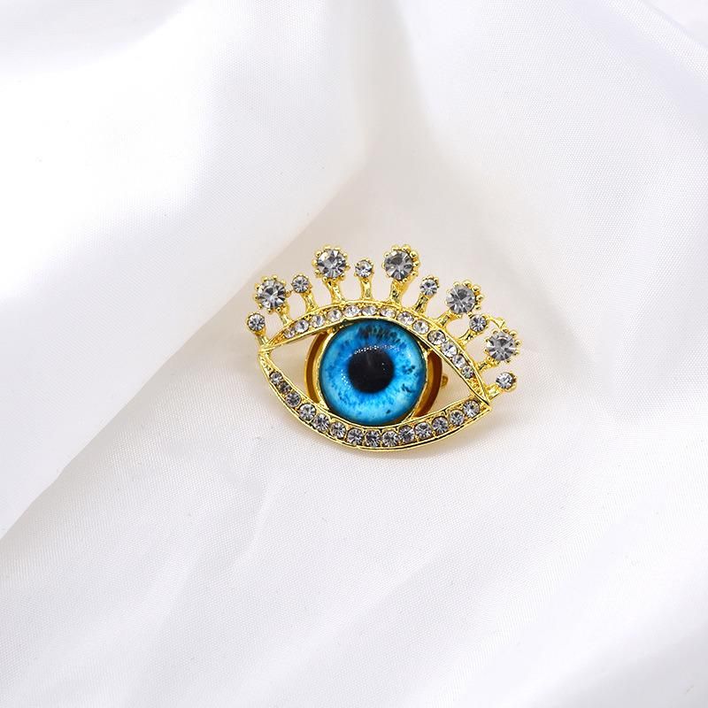 Superstarer Blue Eyes Large Gemstone Brooch Women Rhinestone Brooch Corsage Accessories