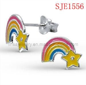 Stainless Steel Star Earrings with Rainbow Design (SJE1556)