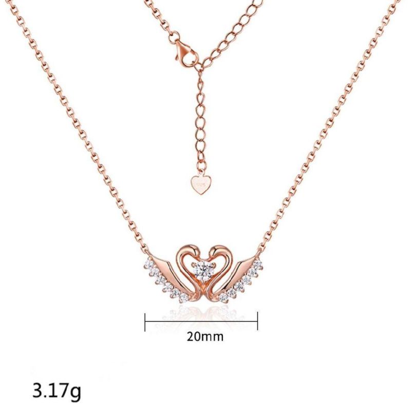 925 Sterling Silver New Fashion Lucky Clover Rose Gold Circle 18K Gold Plated Necklaces