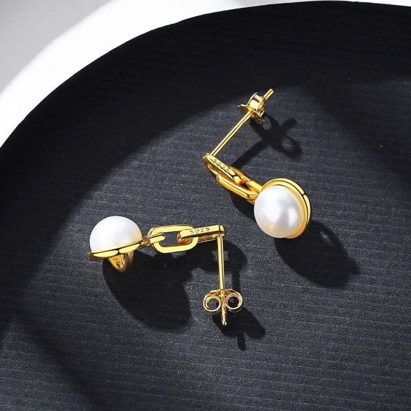 Jewelry Fashion Silver Earring with Pearl Ear Stud