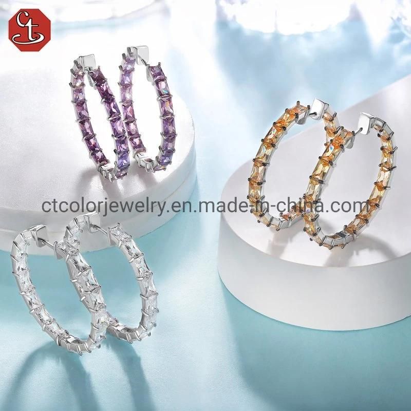 2022 New Fashion sterling silve jewelry purple cubic zircon earrings for girls