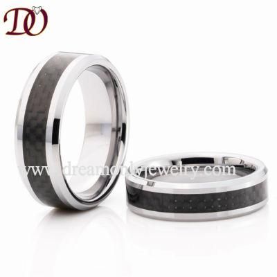 Best Seller Tungsten Ring with Black Carbon Fiber Inlay High Quality