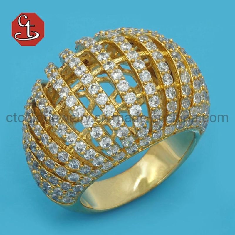 Rhodium Women Finger Rings Woven Look Luxury CZ Silver Jewelry