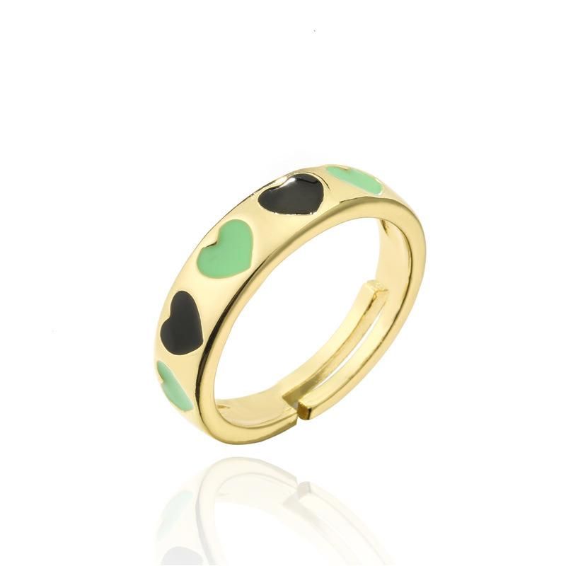 Mixed Color Enamel Love Opening Ring Female Personality Ring