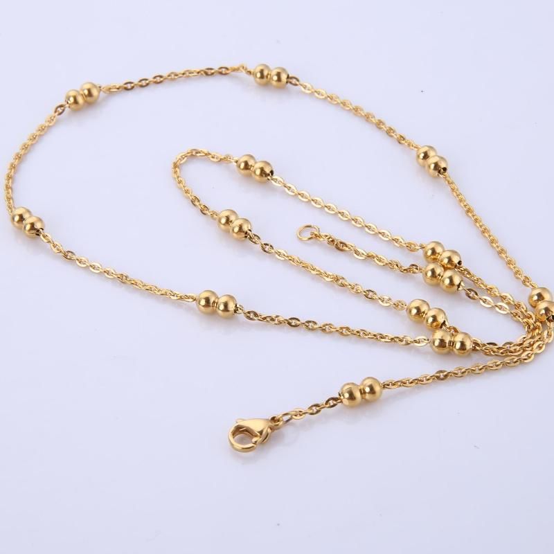 Stainless Steel Necklace Double Beads Cross Link Chains for Woman