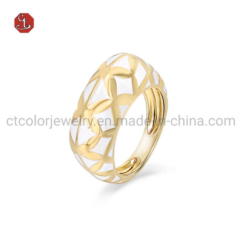 New Arrival jewellery 925 Silver Enamel Ring Plated Gold Jewelry Ring