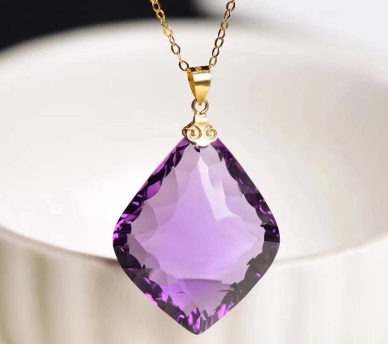 18K Gold Inlaid Pendant Amethyst Pendant Donghai Crystal