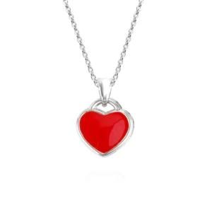 Fashion Minimalist Smooth Red Heart Shaped Gold Pendant Necklace
