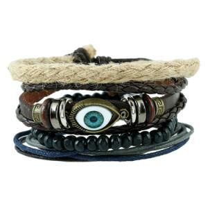 Fashion Jewelry Rope Handmade Eyes Leather Bracelet Men&prime;s