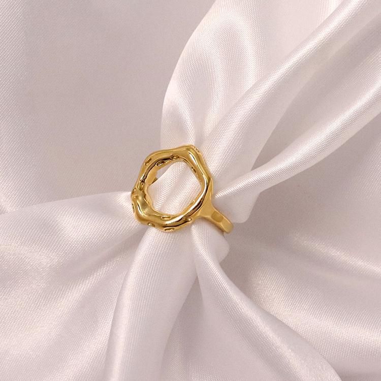 New European and American Fashion Simple Stainless Steel 18K Gold Die Casting Ring Spot Wholesale