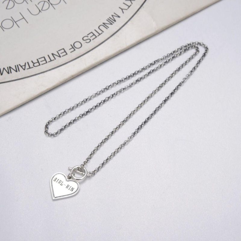 High Quality 925 Sterling Plain Silver Heart Pendant Necklace