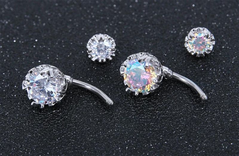 Fashion Jewelry Zircon Flower Belly Button Ring Pendant Body Piercing Jewelry Zircon Belly Button Nail Navel Ring Ssp001