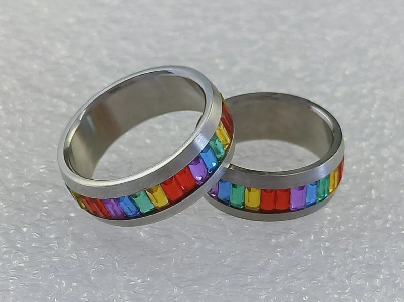 Fashion Ring Colors Rectangle Colorful Stones Stainless Steel Ring Jewelry Factory Sales SSR1924