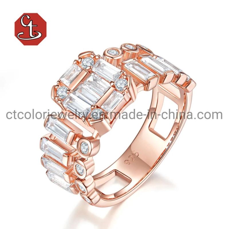 Fashion Jewerly Eternity Chic Silver Rings Cubic Zircon Silver or Brass Rings Dubai Bridal Statement Finger Ring