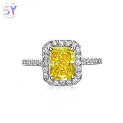 Fashion Jewelry 925 Sterling Silver 6mm*8mm Zircon Diamond Platinum Plated Women Color Stones Colorful Gemstone Exclusive Rings