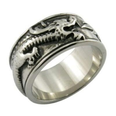 Antique Silver Chinese Dragon Ring