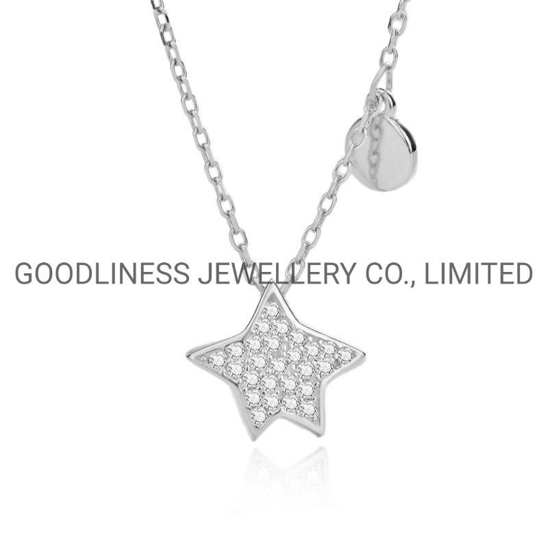 925 Sterling Silver Jewelry CZ Star Necklace