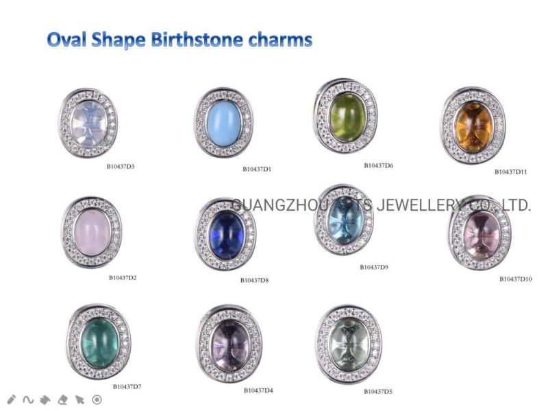 Different Shapes Multi-Colour Birthdaystone DIY Silver Charm