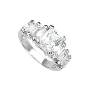 Sterling Essentials Sterling Silver Princess-Cut Cubic Zirconia Ring