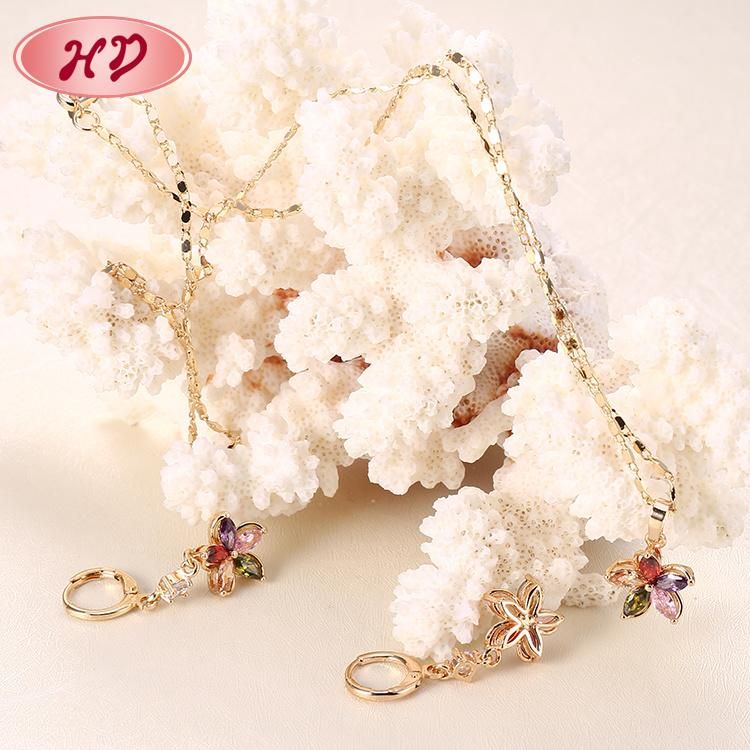 Wholesale Costume Zircon Champaign Gold Plated Jewelry Sets for Gift