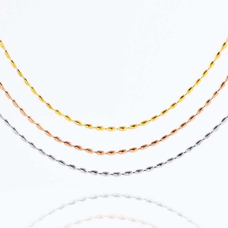 Hot Selling Gold Plated Stainless Steel Olive Bead Chain Necklace Accessories Chain for Jewelry Design