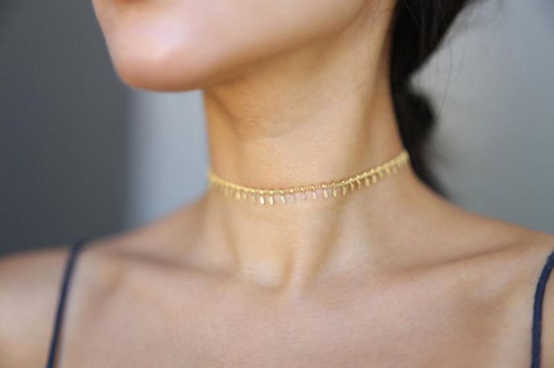 Embossed Pendant Copper Chain Necklace Personality Pendant Choker Chain