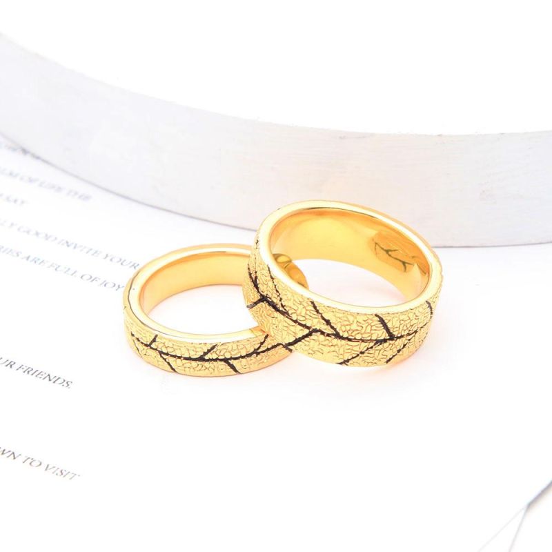 Width Ring Gold Color Leaf Texture Statement Rings for Women Fashion Jewelry Bague