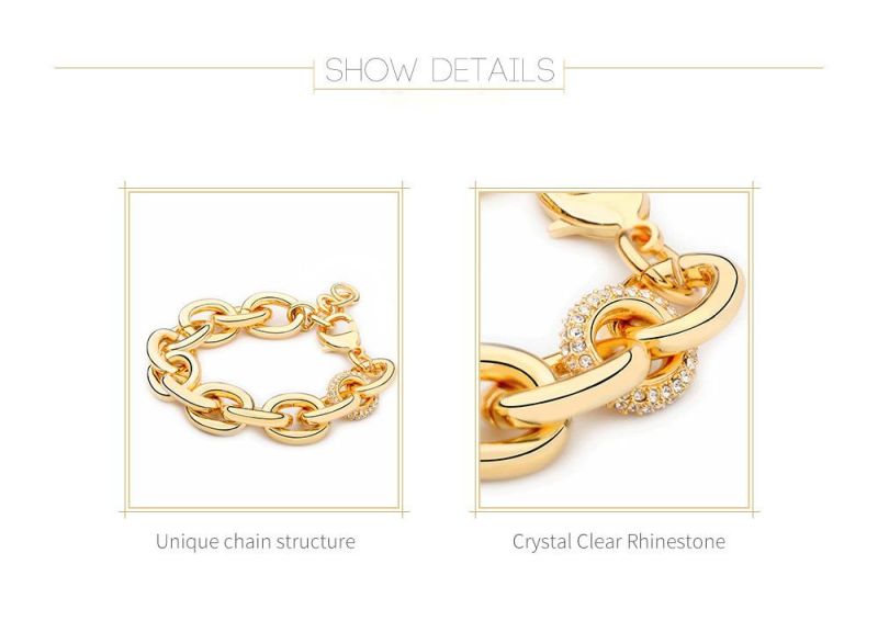 Unique Structure Chain Bracelet with Crystal Clear Rhineston
