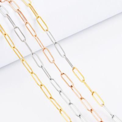 Stainless Steel Gold Plated New Popular Cheap Jewellery Design Long Flat Cable Chain Necklace Bracelet Fashion Design