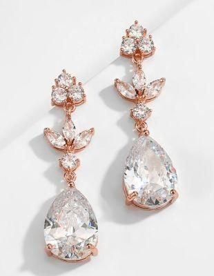 Rose Gold Earring, Bridesmaid Earring Jewelry, Wedding Earring, Bridal CZ Earring Jewelry