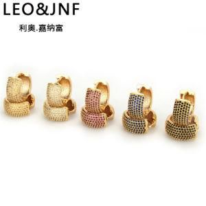 Wholesale New Fashion Brass Plated Gold Colourful Stone Hoop Earrings for Women