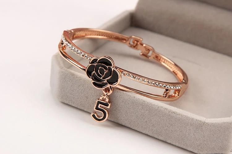 Shine Crystal 5 Letter Bangles Bracelet Fashion Brand Wedding Jewelry