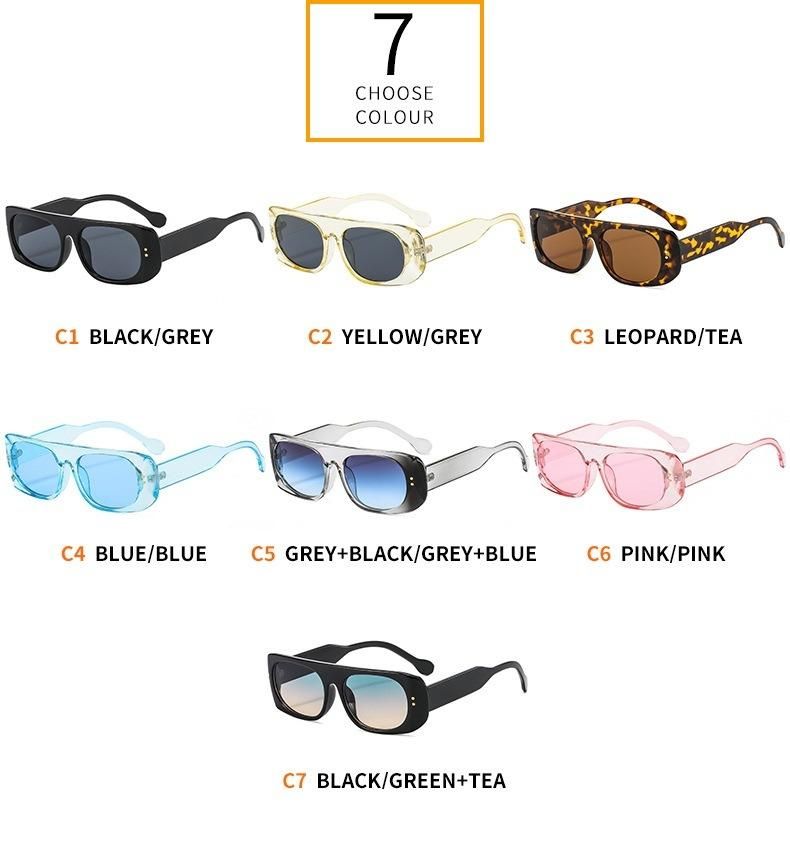 New Fashion Women Designer Retro Rectangle Sun Glasses Female Ins Popular Colorful Square Sunglasses