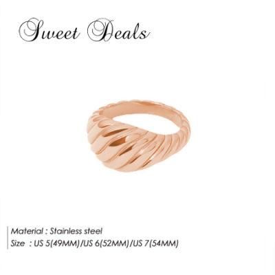 Horn Twist Ring Titanium Steel 18K Gold Plated Bracelet Ring