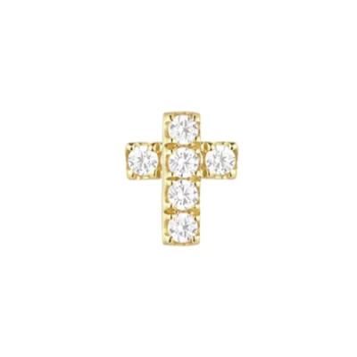 Eternal 14K Solid Gold Threadless Paved Cross Labret Piercing End