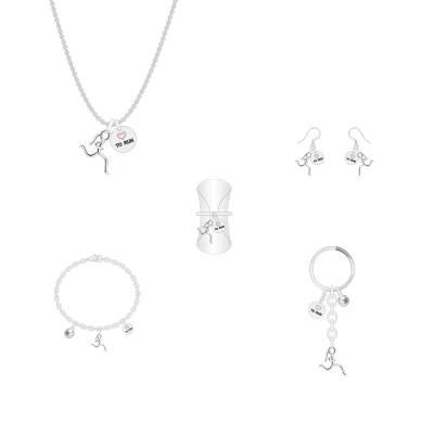 Custom Curve Silver Athletic Girl Jewelry Set for Women