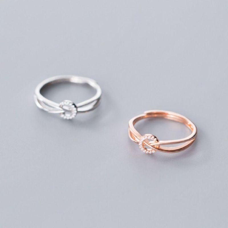 925 Sterling Silver Ring Mixed Infinity Zircon Round Adjustable Ring Women Fashion Wedding Party Jewelry