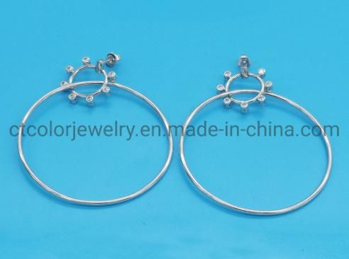 14K Gold Plated 925 Sterling Silver Post Fashion Jewelry Cubic Zirconia Circle Earring