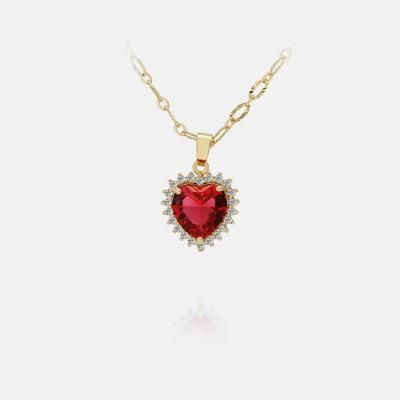 Wholesale18K Gold Plating Charm Heart Chain Necklace Pendant