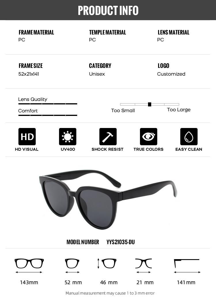 2022 Designer Hot Sale High Quality Popular Retro Lady′s Polarized Sunglasses