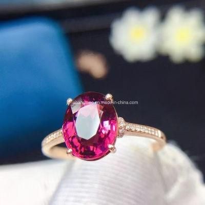Red Tourmaline Ring Inlaid Ring with South Africa Diamond China