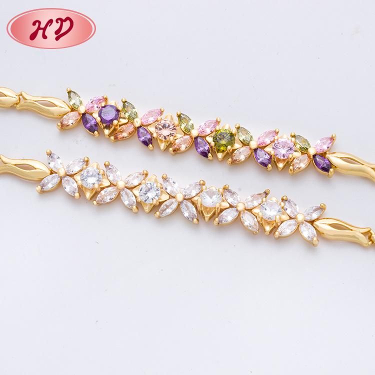 New Designs Charm Colorful Crystal 18K Gold Plated Bracelet