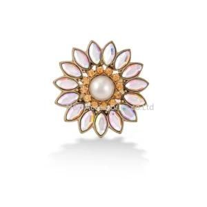New Women Fashion Big Flower Alloy Ring Sizable Rhinestone Jewellery