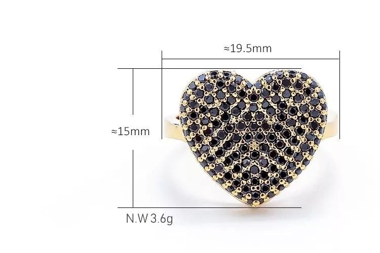 18K Gold Plated Love Heart Earrings Ring Necklace Zircon Jewelry Sets