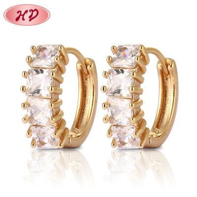 New Luxury Long 18K Gold Plated CZ Bridal Jewellery Designs Crown Earrings for Women