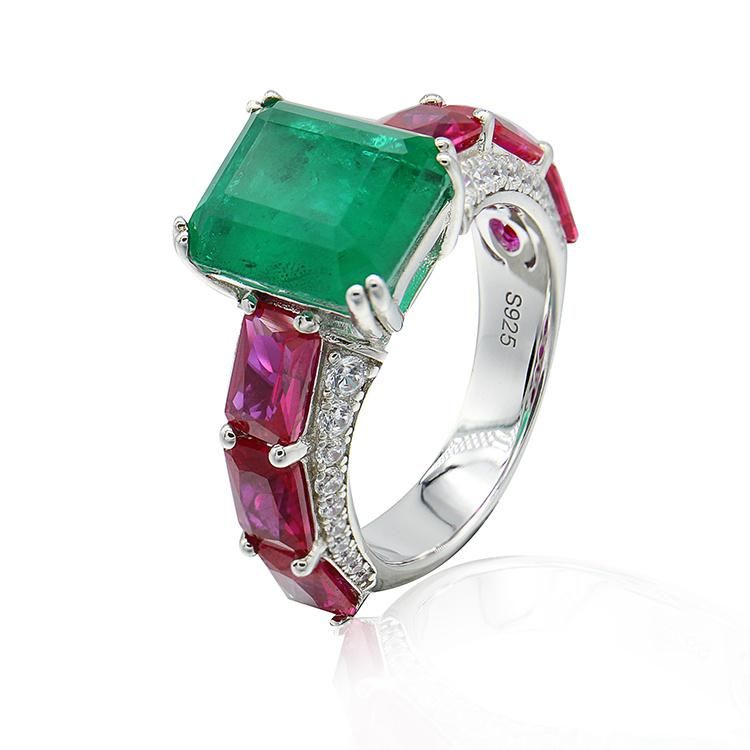 Fashion Rings Ruby and Fusion Emerald Cubic Zirconia Ring for Women