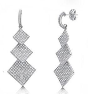 Sterling Silver Earrings with Micro-Pave Setting